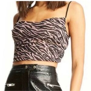 Zara Zebra Print Ruched Mesh Cami Top NWT Size Small